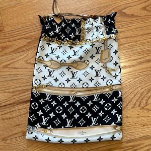 LOUIS VUITTON  pouch scarves silk Brown White Used Women monogram LV